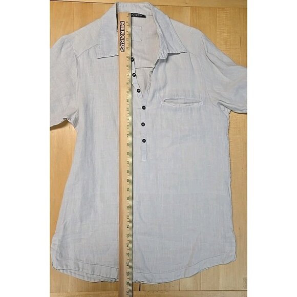 Hannes Roether Henly Shirt 100% Linen Women's Size Small Light Gray Collared - Picture 5 of 8
